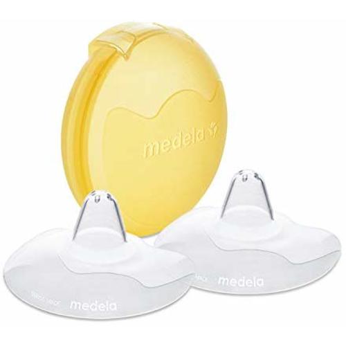 Medela Contact Nipple Shield for Breastfeeding, 24mm Medium Nippleshield, For Latch Difficulties or Flat or Inverted Nipples, 2 Count with Carrying Case, Made Without BPA - 24 mm
