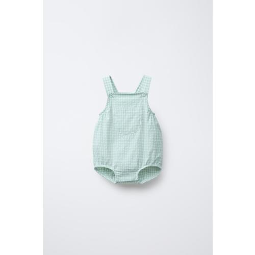 GINGHAM ROMPER - Sea green | ZARA Canada