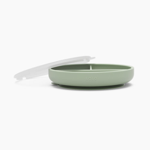 Lalo Suction Plate + Lid - Sage