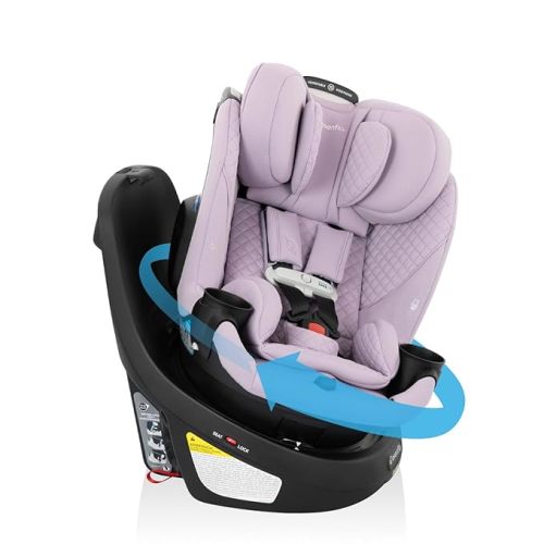 Evenflo Revolve360 Slim 2-in-1 Rotating Car Seat with Green & Gentle Fabric (Travertine) beige