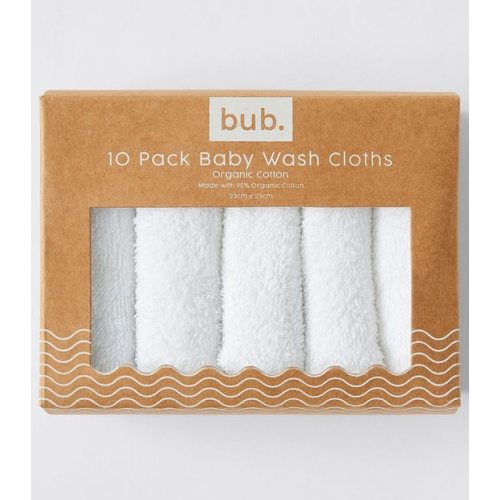 bub. Organic Cotton baby Wash Cloths 10 Pack | Target Australia