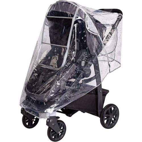 J.L. Childress Deluxe Stroller Rain Cover - Universal Stroller Poncho - Clear with Adorable Printed Pattern - Stroller Accessory for Weather Protection
