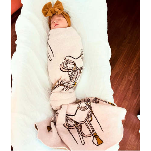 Baby Pink Saddles Knitted Baby Blanket – Toughies