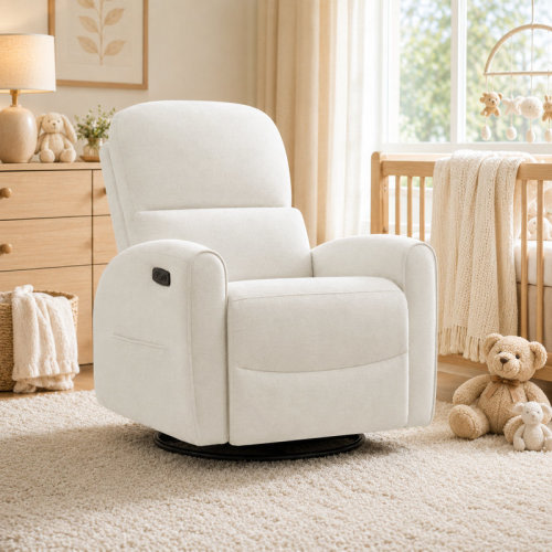 Ebern Designs Oversized Power Nursery Chair, 26" Extra Wide Swivel Rocker Recliner With Adjustable Headrest & Reviews | Wayfair