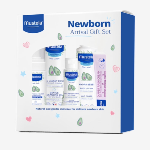 Mustela Newborn Arrival Gift Set - Baby Skincare & Bath Time Essentials - Natural & Plant Based - 5 Items Set