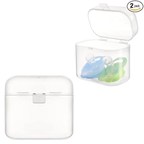 Accmor Pacifier Case, Pacifier Container Can Storage 2 Pacifiers, Baby Pacifier Holder Case for Travel, BPA Free,Transparent,2 Pack