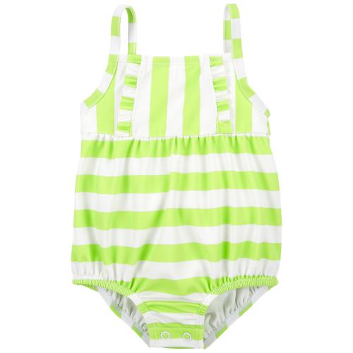 Baby Striped 1-Piece Swimsuit - Style,Green/White