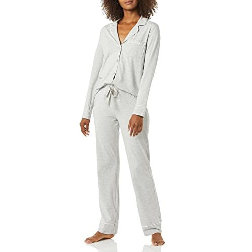Amazon Essentials Women's Cotton Modal Long-Sleeve Shirt and Full-Length Bottom Pajama Set