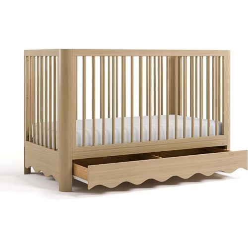 Storkcraft Casablanca Convertible Crib with Drawer and Toddler Guardrail (Driftwood) – GREENGUARD Gold Certified, Toddler Bed Conversion Kit Included, Fits Standard Crib Mattress, Crib with Storage