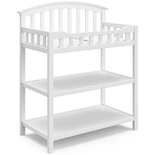 Graco Changing Table with Water-Resistant Change Pad and Safety Strap, White, Multi Storage Nursery Changing Table for Infants or Babies