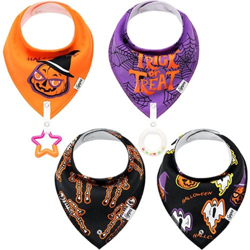 Baby Bandana Drool Bibs for Boys and Girls by Absorbent Bandana Drool Bibs,Teething Toys Bibs Organic Cotton for Infant - A/Halloween