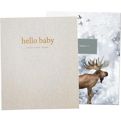 Unisex Baby Memory Book | Minimalist Baby Book First Year Baby Book Keepsake for Milestones | Baby Books First Year Memory Book | Simple Baby Scrapbook for Boy Girl Milestones | Linen - Peachly