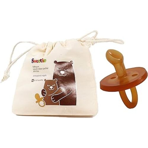 SWEETIE Rubber Pacifier Natural Rubber Pacifier Orthodontic 1 Count Original Natural Rubber Pacifier (0-6 Small)