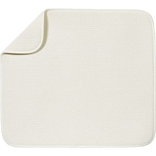 S&T INC. Dish Drying Mat, Highly Absorbent Microfiber Kitchen Counter Mat, Dish Drying Pad for Dishes, Utensils, Pots and Pans, Large 16" x 18", Cream
