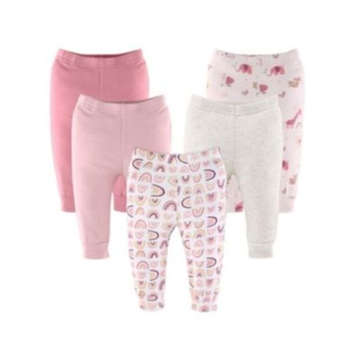 Baby Girls Pants, 5-Pack, Rainbow Safari