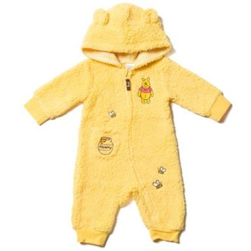 Disney Winnie the Pooh Baby Boy or Girl Costume Hooded Zip-Up Coverall Yellow Newborn