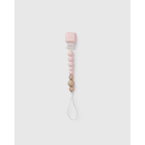 Gem Color Pop Silicone & Wood Pacifier Clip - Pink Quartz