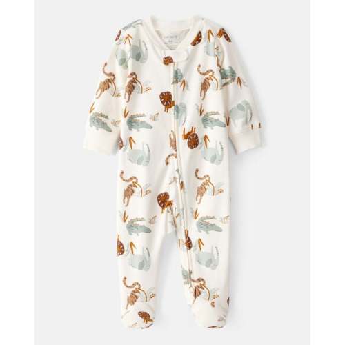 Baby Animal Print 2-Way Zip Cotton Sleep & Play Pajamas - Carter's | Carter's