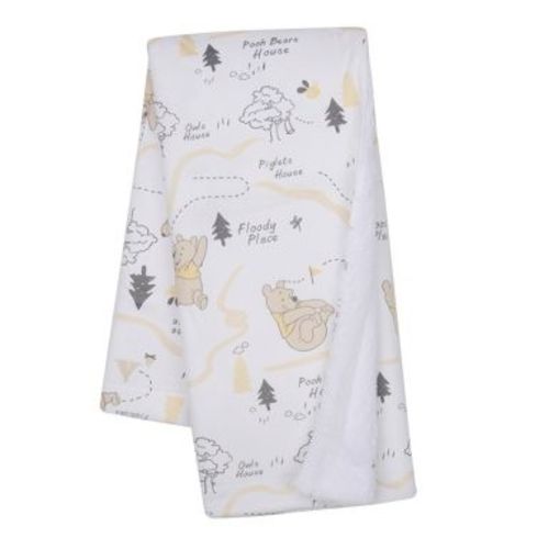 Lambs & Ivy Disney Baby Pooh and the Hundred Acre Woods White Baby Blanket