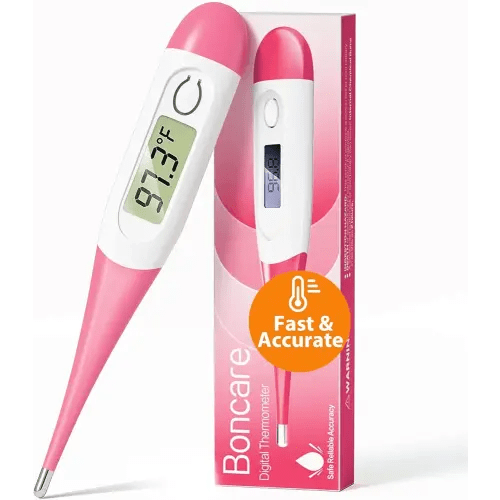 Boncare 10 Seconds Oral Thermometer for Adults and Kids - Accurate & Safe Rectal Thermometer for Baby with Fever Alarm, Digital Thermometer FSA HSA Eligible (Pink)