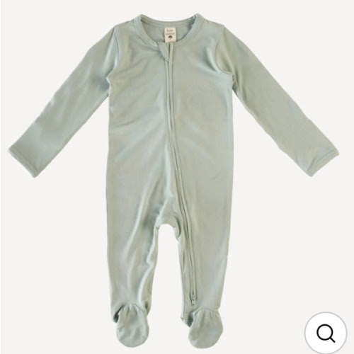long sleeve zipper footie | jadeite | viscose from bamboo