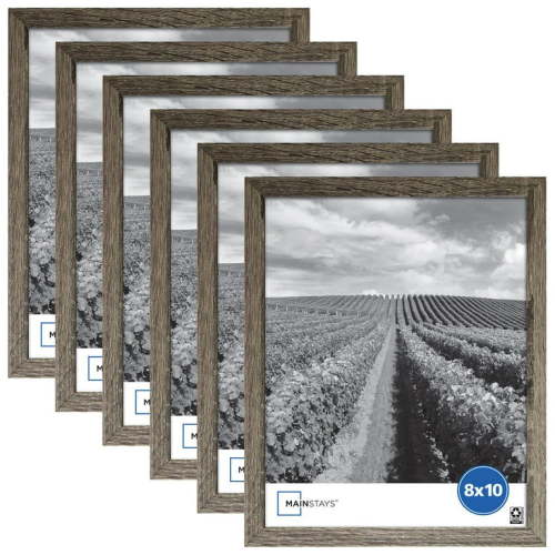 Mainstays 8x10 inch Dark Rustic Gray 0.5" Gallery Wall Picture Frame, Set of 6