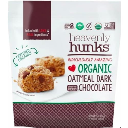 Hunks Organic Oatmeal Dark Chocolate Cookies, Gluten Free, Vegan, 22 Count, 22oz