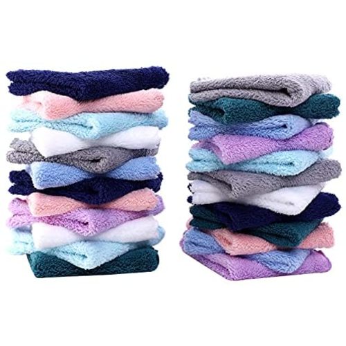 24 Pack Baby Washcloths - Ultra Soft Absorbent Wash Cloths for Baby and Newborn, Gentle on Sensitive Skin for Face and Body, 8" by 8" Multicolor