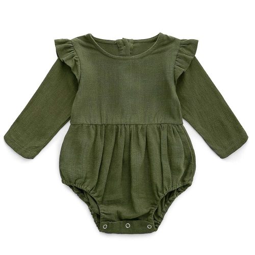 Simplee kids Baby Girls Linen Handmade Jumpsuit Summer Long Sleeve Jumpsuit Newborn Baby
