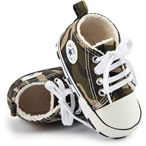 KIDSUN Unisex Baby Boy Girl Canvas Sneaker Soft Sole Infant Lace up Newborn Ankle Toddler First Walkers Crib Shoes