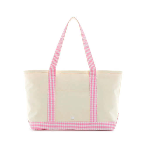 TRVL Medium Tote - Gingham Pink