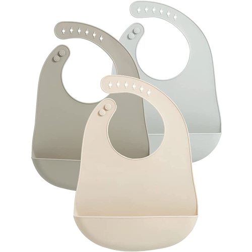 PandaEar (3 Pack) Cute Super Thin Light Weight Silicone Baby Bibs for Babies & Toddlers (10-72 Months) Waterproof, Soft