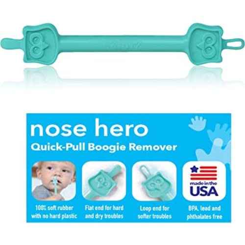 Nose Hero - Baby Nose and Ear Cleaner Tool - Made in USA 100% Soft Flexible Rubber Infant Booger Picker - Essential Baby Care Products - Nasal Boogie Sucker Tool - Safe, BPA Free