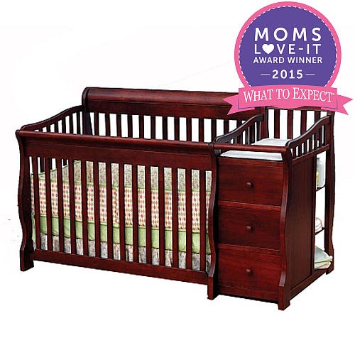 Sorelle Princeton 4-in-1 Convertible Crib with Changer - Cherry