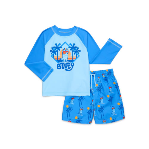 Character Toddler Boy Long- Sleeve Rash Guard and Swim Trunk Set, 2-Piece, Sizes 12M-5T