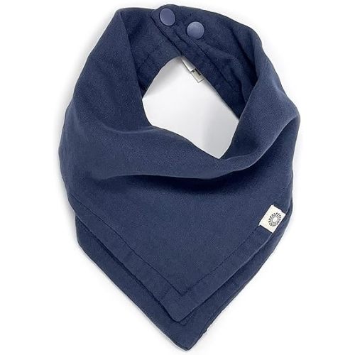 Kishu Baby Indi - Premium GOTS Certified Organic Bandana Scarf Bib, Dual Layer, 4-Way Reversible Muslin Baby Bandana Bibs for Boys or Girls