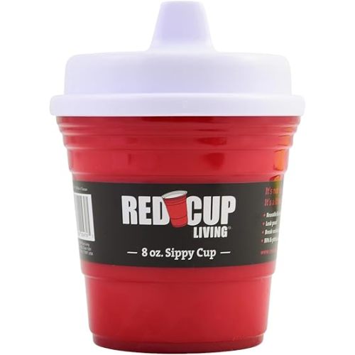 Red Cup Living Baby Trainer Sippy Cups 8 Oz Pack Toddler Cups For Travel or At Home, Durable Plastic Sippy Cups With Leak-Proof Design is Perfect For Kids, BPA Free & Dishwasher Safe