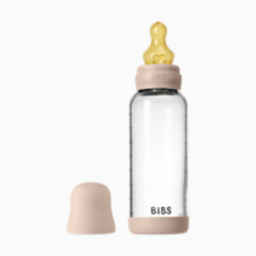 BIBS Baby Glass Bottle with Natural Rubber Nipple - Blush, 8oz