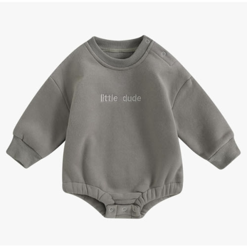 VISGOGO Newborn Infant Baby Boy Oversized Romper Little Dude Sweater Onesie Coming Home Outfit Neutral Clothes