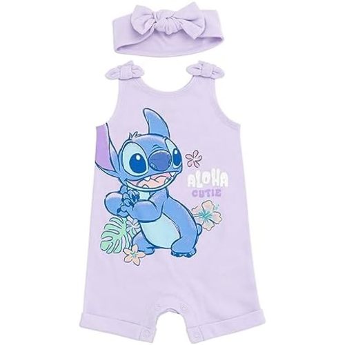 Disney Minnie Mouse Winnie the Pooh Lion King Lilo & Stitch Simba Romper and Headband Newborn to Toddler