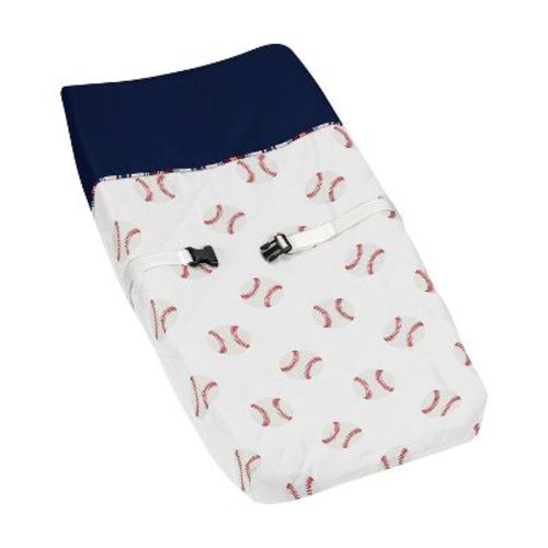 Sweet Jojo Designs Boy Changing Pad Cover Baseball Patch Red White and Blue