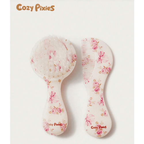 Cozy Pixies 2-Piece Set Of Soft Pink Bow Flower Hair Brush Comb Set, Gently Remove Hair Tangles, Prevent Cradle Scab, And Protect The Baby's Fontanelle At The Same Time. | SHEIN USA
