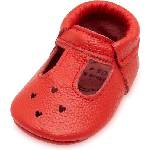 BirdRock Baby Mary Jane Moccasins - Genuine Leather Soft Sole Baby Girl Shoes for Newborns, Infants, Babies, and Toddlers