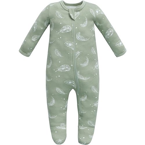 Owlivia Organic Cotton Baby Pajamas, Boys Girls Zip Front Sleep 'N Play, Footed Sleeper, Long Sleeve