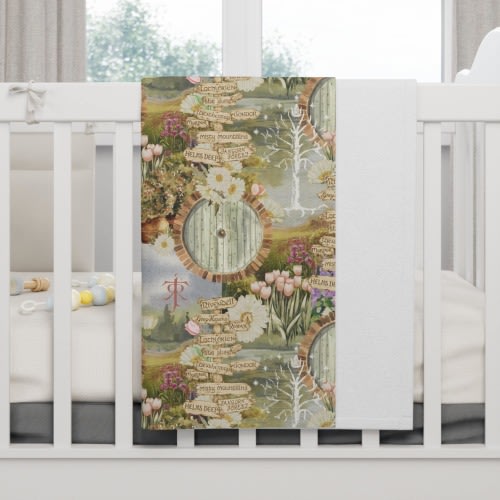 Spring in the Shire Soft Fleece Baby Blanket - Lord of the Rings Baby Blanket, Hobbit Baby Swaddle, Tolkien Blanket, Middle Earth Baby