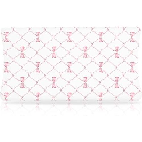 Boyoung Stretchy Changing Pad Cover Ultra Soft Cotton Changing Table Sheets Baby Diaper Changing Pad Cover Sheets for Girls Boys Fit 32""/34'' x 16""Pad, Pink Bow