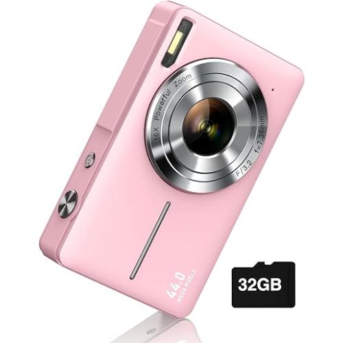Digital Camera, FHD 1080P Camera, Digital Point and Shoot Camera with 16X Zoom Anti Shake, Compact Small Camera for Boys Girls Kids