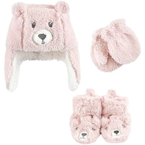 Hudson Baby Girls' Trapper Hat, Mitten and Bootie Set