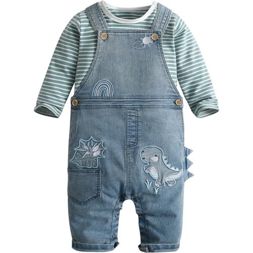 Cute Baby Boy Clothes Suit Toddler Boys' Striped long Sleeve T-Shirt+Denim Overalls Jumpsuit Pants Outfits Sets