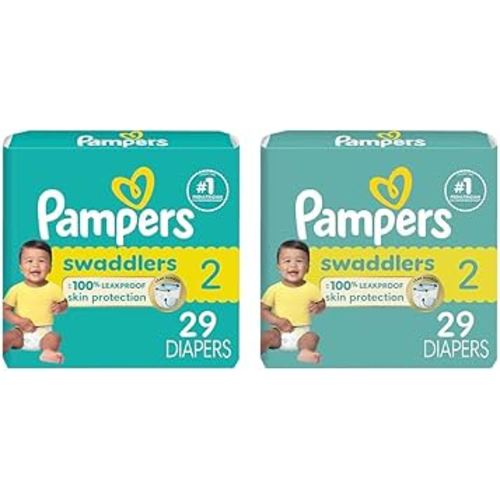 Pampers Swaddlers Diapers - Size 2, 29 Count, Ultra Soft Disposable Baby Diapers (Pack of 2)
